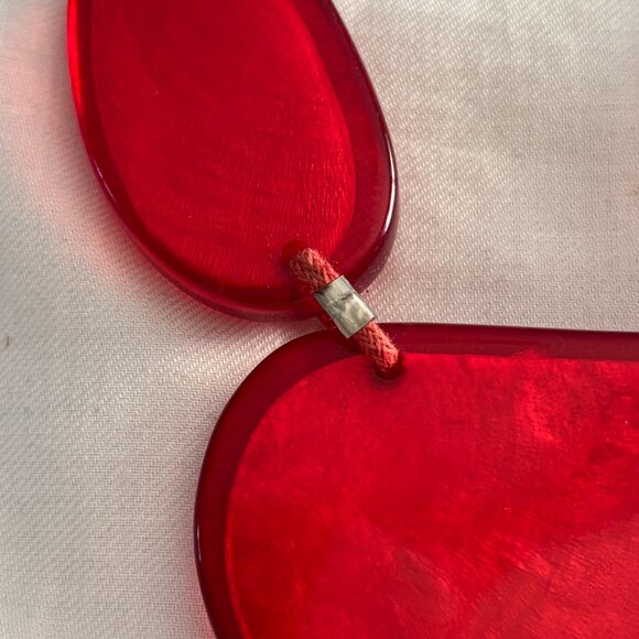 Red Resin Statement Bib Necklace – Oversized Geometric Stones – Adjustable - Picture 2 of 6